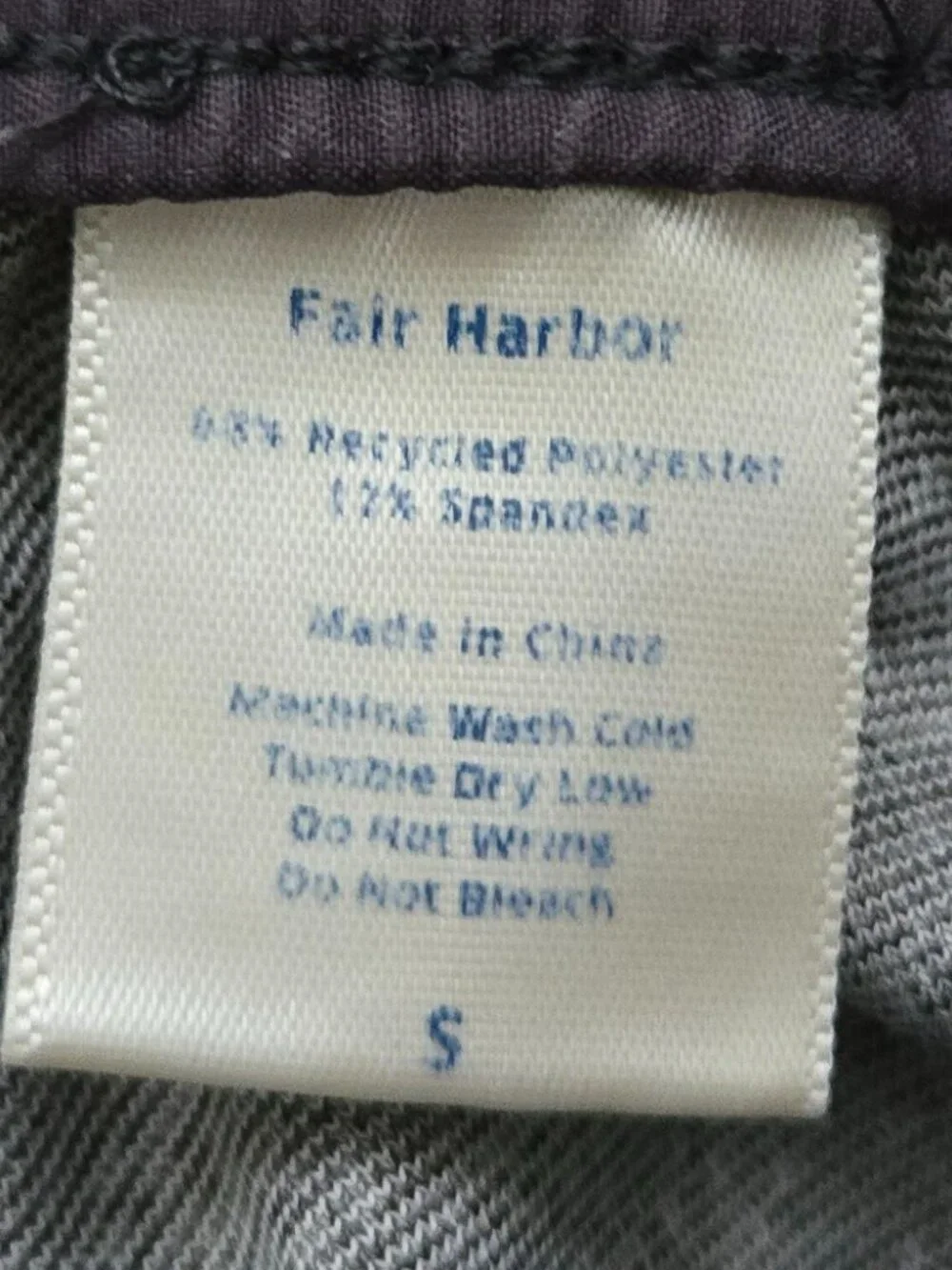 Fair Harbor Geo Pattern Swim Trunks Mens Blue Grey Lined Resort Small FLAW S